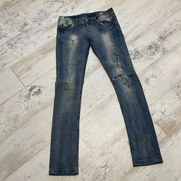 Desigual Funky Embroidered Slim Fit Jeans Size 30 - Picture 1 of 13